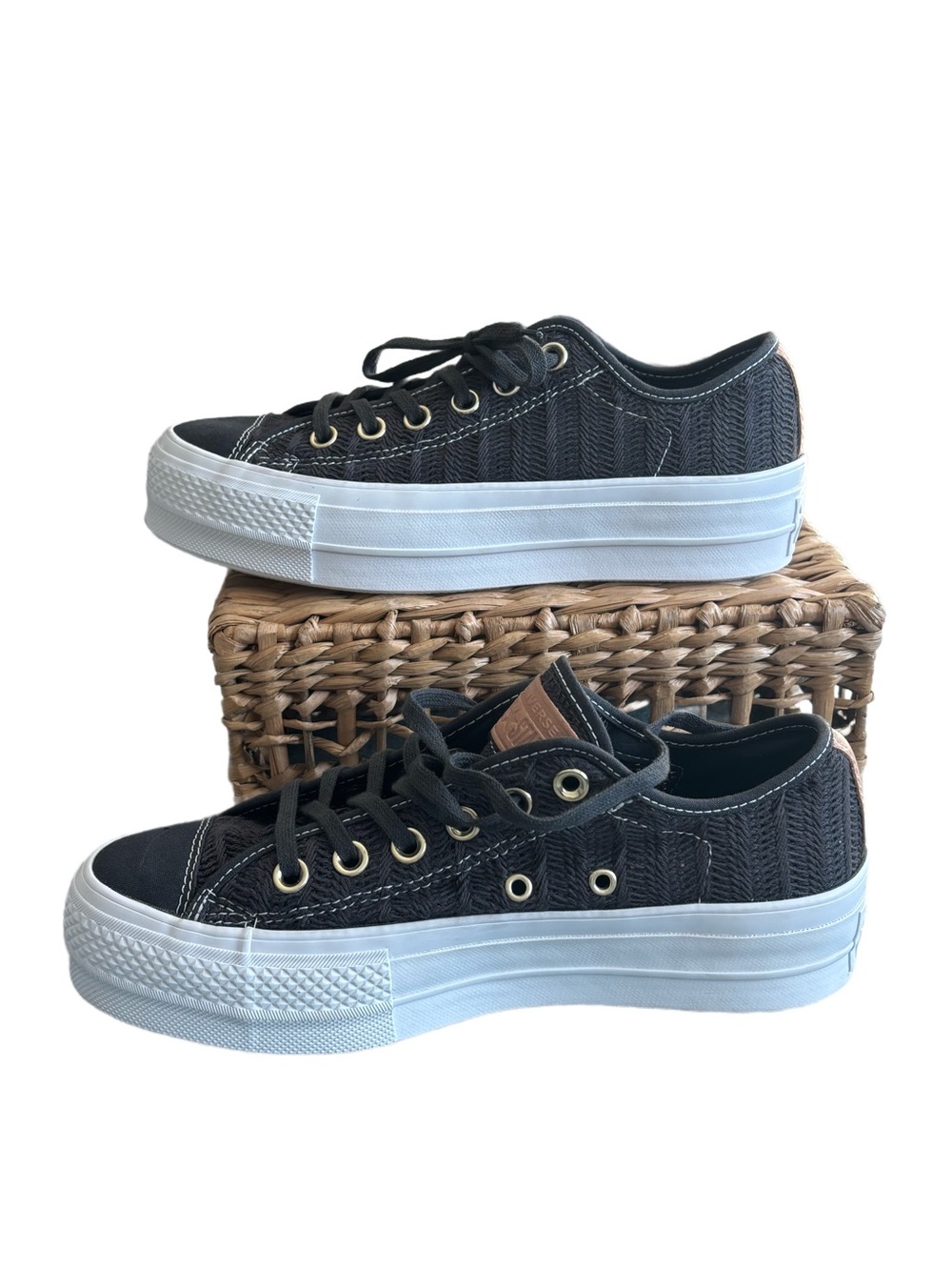 CONVERSE ALL STARS Light Black Chuck Taylor Lift Herringbone Lace Up Size 7